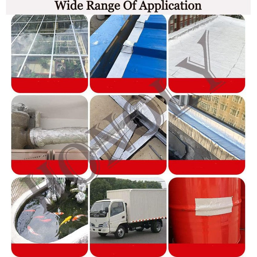 Leakage Repair Waterproof Tape for Pipe Leakage Roof Water Leakage Solution Aluminium Foil Tape Waterproof Adhesive Tape Sealing Duct Rubber Tape for Leakage 5CM*5M Pack Of 2 , Silver GenzVybs