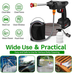 Cordless Car Washer High Pressure Gun - Car Washing 48V Rechargeable Electric Pressure Washer Gun Bike, Car Washing Pump, Portable Car Washer with Adjustable 3 in 1 Nozzle and 5M Pipe. Black GenzVybs